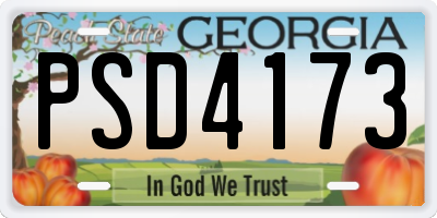 GA license plate PSD4173