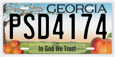 GA license plate PSD4174
