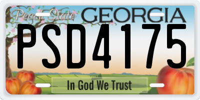 GA license plate PSD4175