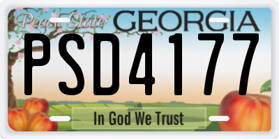 GA license plate PSD4177