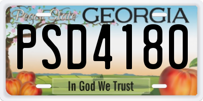 GA license plate PSD4180