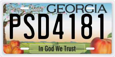 GA license plate PSD4181