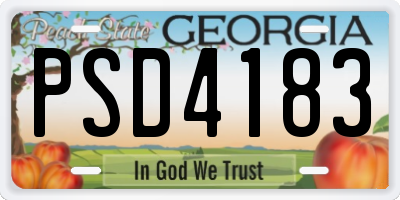 GA license plate PSD4183