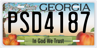 GA license plate PSD4187