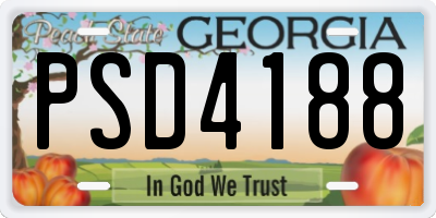 GA license plate PSD4188