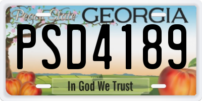 GA license plate PSD4189