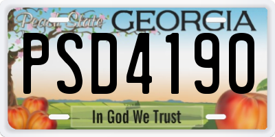 GA license plate PSD4190