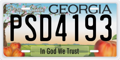 GA license plate PSD4193