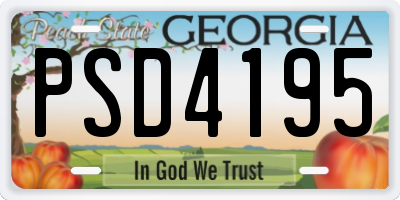 GA license plate PSD4195