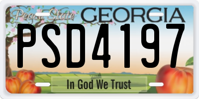 GA license plate PSD4197
