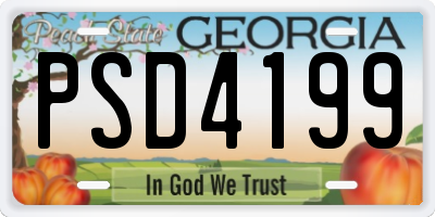 GA license plate PSD4199