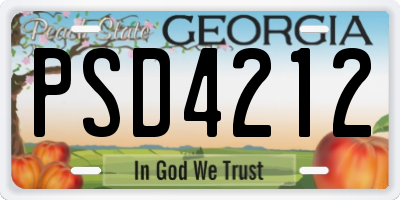 GA license plate PSD4212