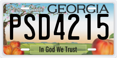GA license plate PSD4215