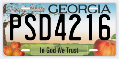 GA license plate PSD4216
