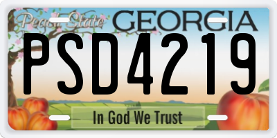 GA license plate PSD4219
