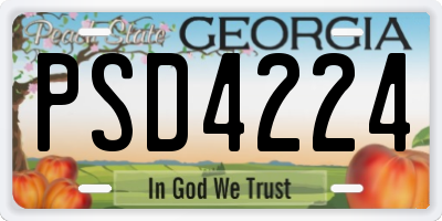 GA license plate PSD4224