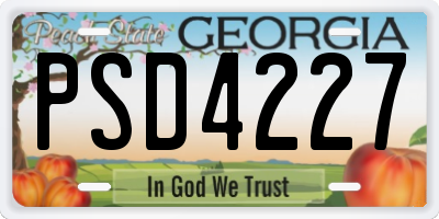 GA license plate PSD4227