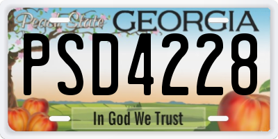 GA license plate PSD4228