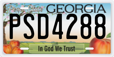 GA license plate PSD4288