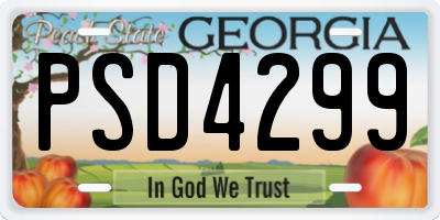 GA license plate PSD4299
