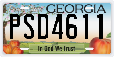 GA license plate PSD4611