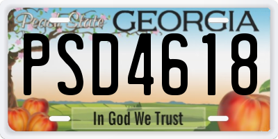 GA license plate PSD4618