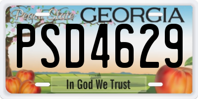 GA license plate PSD4629