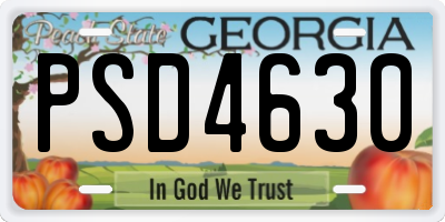GA license plate PSD4630