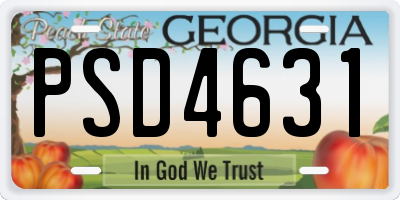 GA license plate PSD4631