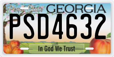 GA license plate PSD4632
