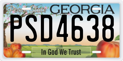 GA license plate PSD4638