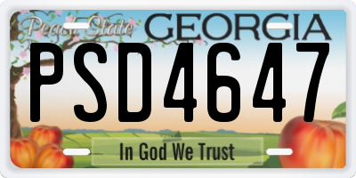 GA license plate PSD4647