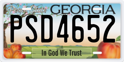 GA license plate PSD4652