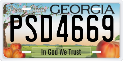 GA license plate PSD4669