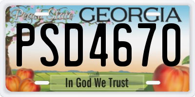 GA license plate PSD4670