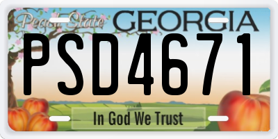 GA license plate PSD4671