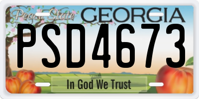 GA license plate PSD4673