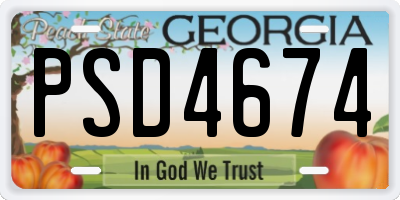 GA license plate PSD4674