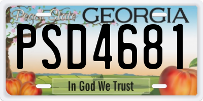 GA license plate PSD4681