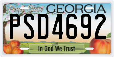 GA license plate PSD4692