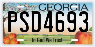 GA license plate PSD4693