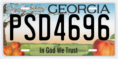 GA license plate PSD4696
