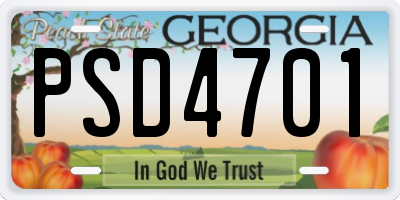 GA license plate PSD4701