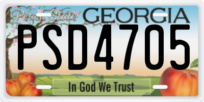 GA license plate PSD4705