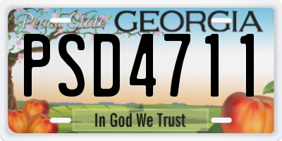 GA license plate PSD4711