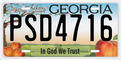 GA license plate PSD4716