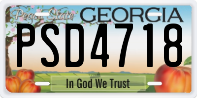 GA license plate PSD4718