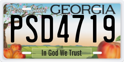 GA license plate PSD4719