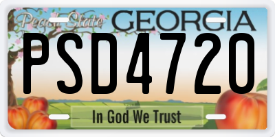 GA license plate PSD4720