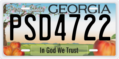 GA license plate PSD4722